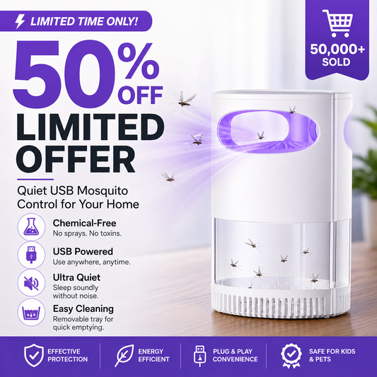 🦟 50% DE DESCONTO! Lâmpada UV Mata-Mosquitos – silenciosa, USB, sem produtos químicos. Mais de 50 mil unidades vendidas! 🔇🌙