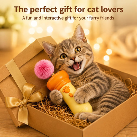 🐱🎯 Varinha Elétrica para Gatos 2026 – Brinquedo Automático Retrátil com Lança-bolas de Peluche