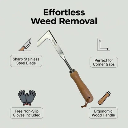 🌱Aproveite já 50% de desconto! Removedor manual de ervas daninhas para limpeza de fendas - uma ferramenta robusta de metal com um cabo de madeira para remover ervas daninhas de todos os tipos de fendas.