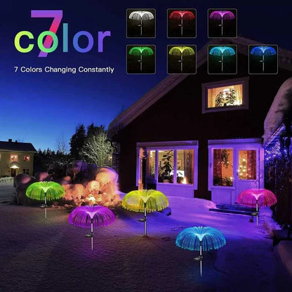 🔥COMPRE 1 E LEVE 2 (PACOTE COM 2)🔥Luminária Solar Impermeável para Jardim com Efeito de Água-viva e Mudança de Cor