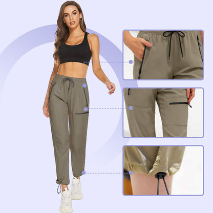 🔥🔥Calça de caminhada feminina com 4 bolsos com zíper e secagem rápida
