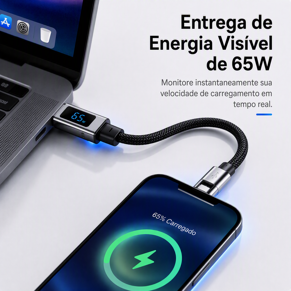 ⏳🔥Cabo de carregamento com porta-chaves e ecrã digital 4 em