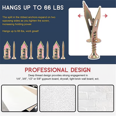 💥ערכת עוגנים וברגים לקיר גבס – קיר כבד עם קידוח עצמי🧰