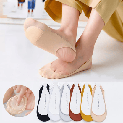 👠Compre 1 par e leve 4 pares👠Meias invisíveis antiderrapantes de silicone