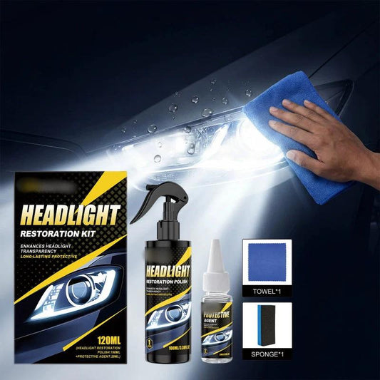 🚗 50% DESCONTO AGORA! 🔆 Kit de Restauro de Faróis – Clareza Instantânea, Fórmula Segura e Proteção UV ✨