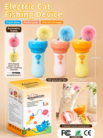🐱🎯 Varinha Elétrica para Gatos 2026 – Brinquedo Automático Retrátil com Lança-bolas de Peluche