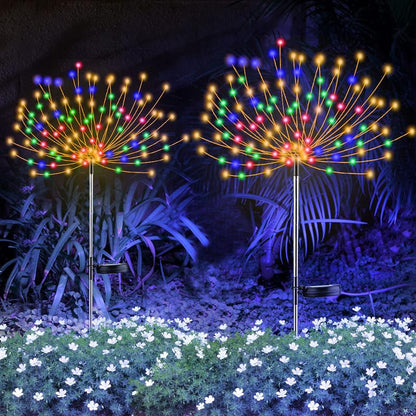 📢📢50% DESCONTO!! ⏰Luzes de jardim solares impermeáveis IP65 com fogos de artifício | 90 LEDs | Candeeiro decorativo para pátio exterior DIY ✨