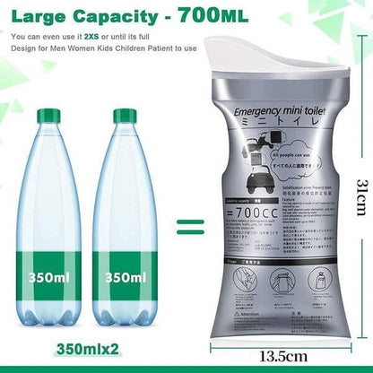 🥳Sucesso de Vendas de 2026🥳💞 Mais de 50.000 unidades vendidas! 🚐🏕️ 50% de desconto! Bolsa de Urina Portátil para Viagem de 700ml — Diga adeus aos incómodos de ir à casa de banho em qualquer lugar! À prova de fugas, transbordamentos e sem odor. 🛣️🧻