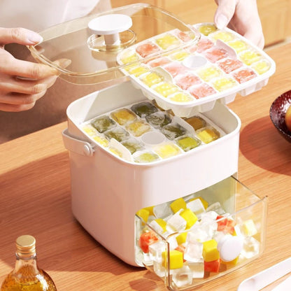 🔥Itens essenciais para o verão🧊Forma de gelo de 2 camadas com sistema de encaixe e estojo❄️🍹