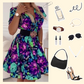 ✨Women's V-neck floral print mini dress