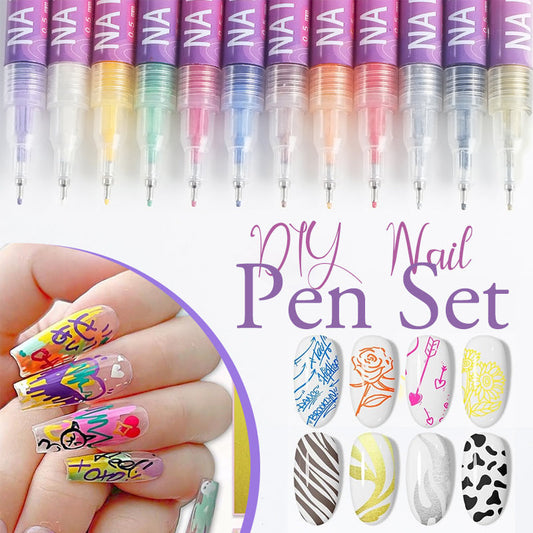 🎁Promoção Imperdível ⏳Conjunto de 12 Canetas para Unhas Coloridas
