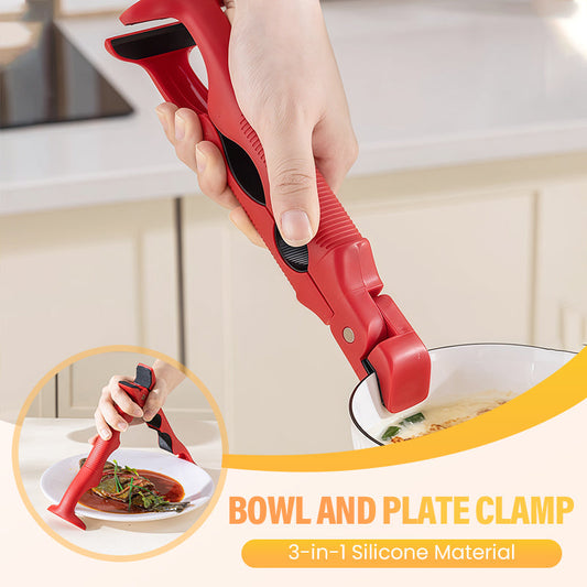 🍽️ COMPRE 2 GANHE 1 GRÁTIS! 🔒 Braçadeira de tigela e prato de silicone 3 em 1 – pega antiderrapante para armazenamento de alimentos, economiza espaço e ajudante de cozinha 🎁✨