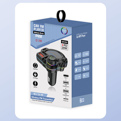 🔥Oferta por tempo limitado - Transmissor Bluetooth FM universal para carro com duas portas