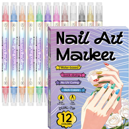 ✨Conjunto de Canetas Marcadoras para Unhas com Ponta Dupla