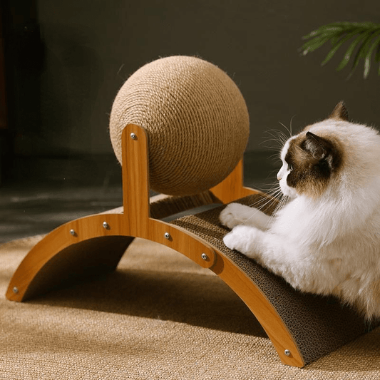 💖50% DESCONTO!🐱Bola arranhadora de sisal natural para gatos com almofada de cartão✨