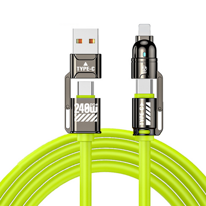 🔌Aproveite já 50% de desconto! Cabo de carregamento rápido 4 em 1 de alta potência, cabo de carregamento multi-interface PD de 240 W, USB-A/USB-C para Type-C/Lightning