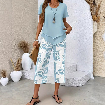 👚 50% DE DESCONTO AGORA! 🔥 Conjunto Blusa Gola Redonda Solta e Calça Pantalona – Tecido macio, modelagem fluida e ideal para o dia a dia 🌸