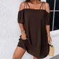 🔥PROMOÇÃO IMPERDÍVEL! 50% DE DESCONTO!👗 Vestido curto feminino elegante de cor sólida