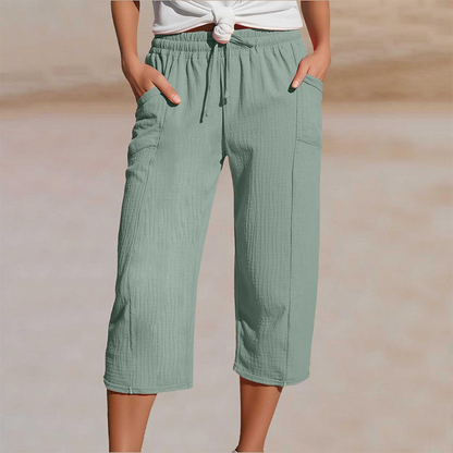 📢📢50% off new arrivals-Women's Solid-Color Pleated Cotton-Linen Cropped Pants