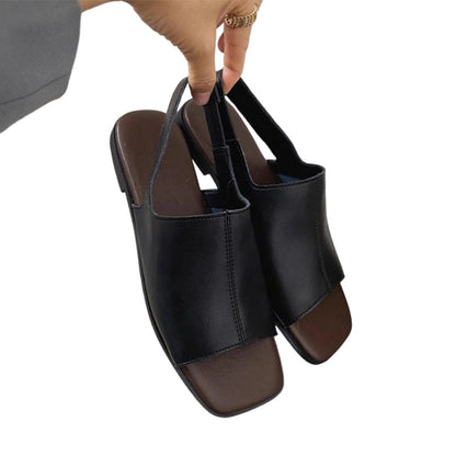 👡 OFERTA POR TEMPO LIMITADO: 50% DE DESCONTO! ✨ Sandálias femininas de bico quadrado com tira no calcanhar – Retrô, confortáveis, 3 cores 🍂