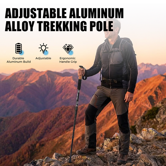 ⛰️ OFERTA POR TEMPO LIMITADO: 50% DE DESCONTO! ✨ Bastão de Trekking Ajustável em Liga de Alumínio – Durável, Absorve Impactos e Leve 🌲