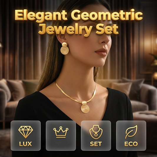 💫 50% DE DESCONTO POR TEMPO LIMITADO! ✨ Conjunto de Joias Geométricas Modernas – Banhado a Ouro, Leve e Elegante 🔶