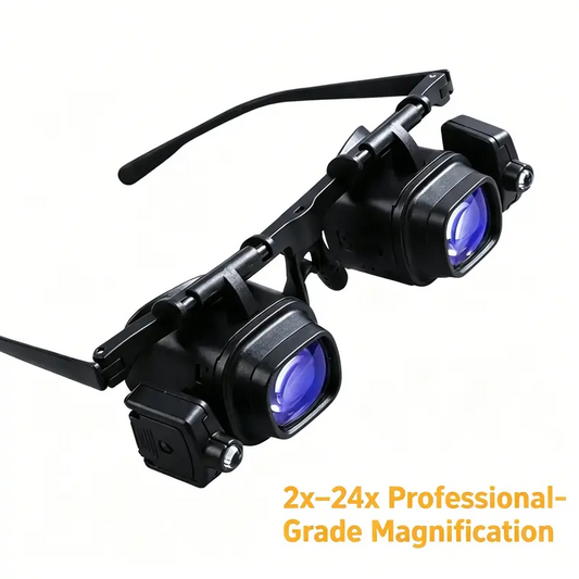🔬 OFERTA POR TEMPO LIMITADO: 50% DESCONTO! ✨ Óculos de aumento de precisão com LED – Lentes intercambiáveis, LED duplo, mãos livres 💡