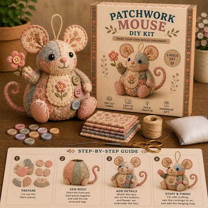 🥳Sucesso de Vendas de 2026🥳💞 Mais de 33.000 unidades vendidas! Kit de Costura DIY Ratinho Patchwork