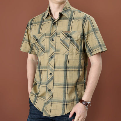 👔 OFERTA POR TEMPO LIMITADO: 50% DE DESCONTO! 🍂 Camisa masculina casual xadrez de manga curta – Estampa clássica, modelagem relaxada, conforto respirável ✨