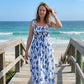 🌸Vestido feminino elegante de verão com alças florais – Estilo resort de verão descomplicado ✨