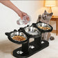 Comedouro Elevado Antiderrapante – 3 Tigelas para Pets