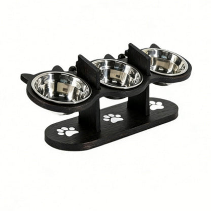 Comedouro Elevado Antiderrapante – 3 Tigelas para Pets