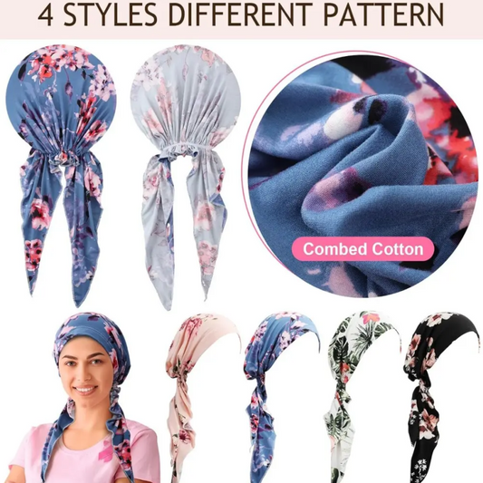 📢📢50% DE DESCONTO!! ⏰Turbante/Lenço de Cabeça Floral Feminino Pré-Amarrado