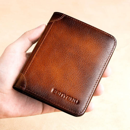 ⏳Oferta Especial por Tempo Limitado⏰ Carteira Minimalista de Couro com Bloqueio RFID para Homens – Ultrafina, Couro Bovino Genuíno de Primeira Qualidade, Design Compacto para Uso Diário