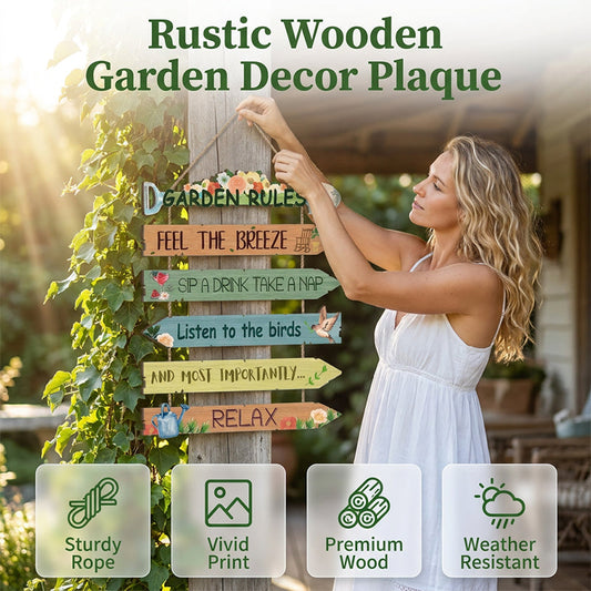 ⏳Oferta por tempo limitado com 50% de desconto⏰Placa de parede rústica de madeira para jardim🏡