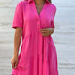💝Vestido de cor sólida com lapela e botões confortáveis