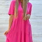 💝Vestido de cor sólida com lapela e botões confortáveis