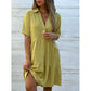 💝Vestido de cor sólida com lapela e botões confortáveis