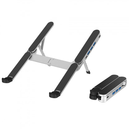 Suporte dobrável para laptop com hub USB de 4 portas