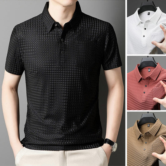 Camisa masculina texturizada de manga curta