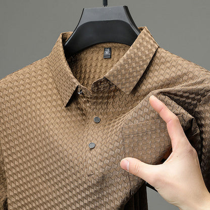 Camisa masculina texturizada de manga curta