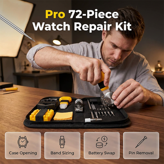 📢📢50% DESCONTO!! ⏰ Kit completo de reparação de relógios com 72 peças ⌚ Tudo o que precisa para reparar, ajustar e revitalizar o seu relógio – tudo numa única caixa ✨