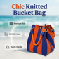 ⏳Oferta por tempo limitado com 50% de desconto⏰Bolsa Bucket em Tricô às Riscas👜