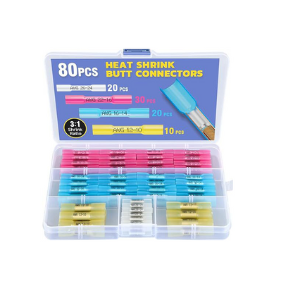 Kit de terminais de cravação para fios elétricos à prova de água com conectores de emenda termorretráteis