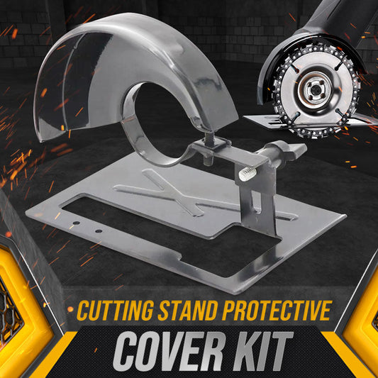 🔥Promoção quente de desconto🔥 Suporte de corte para rebarbadora com kit de cobertura protetora – ajustável de 0 a 45°, profundidade de 0 a 40 mm, compatível com rebarbadoras de 4“ a 5” (100-125 mm), ferro + ABS 🔧
