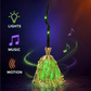 🧙 Vassoura de bruxa animada para decoração de Halloween com luzes e sons