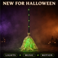 🧙 Vassoura de bruxa animada para decoração de Halloween com luzes e sons