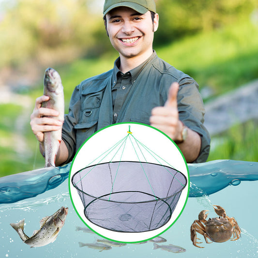 🎣 Rede de pesca dobrável com corda de recuperação