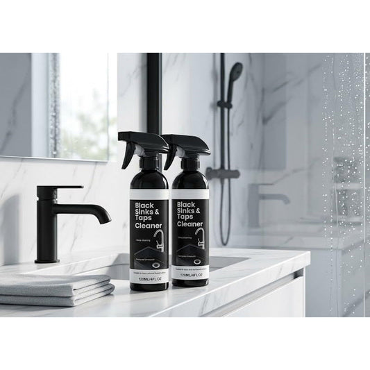 🚿50% DESCONTO JÁ! Spray removedor de calcário para lavatórios e torneiras pretas, spray removedor de manchas de água persistentes, produto de limpeza de acessórios de casa de banho sem esfregar para torneiras, lavatórios e superfícies de chuveiro