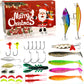 Calendário do Advento de Natal com Iscas Artificiais para Pesca, Conjunto de Caixas Surpresa com Iscas Minnow Popper.